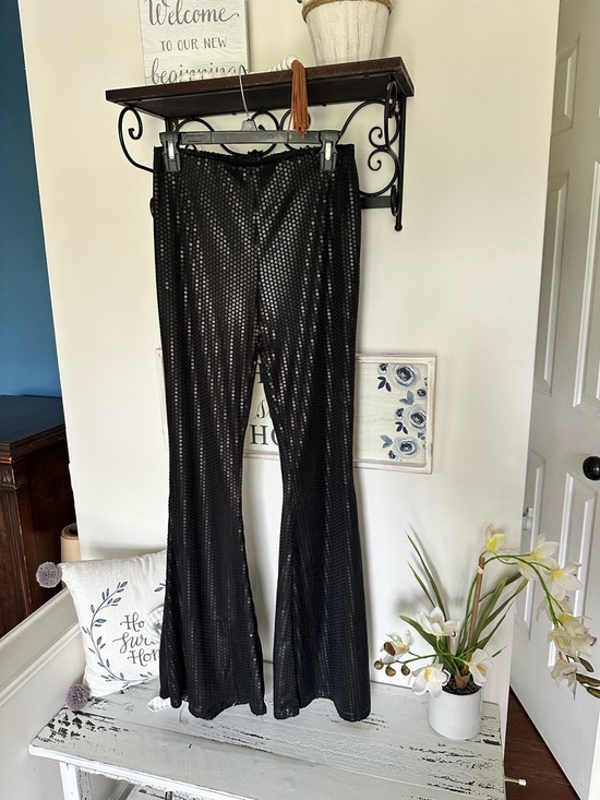 Glamorous Pants - Glamorous Black Sequin Flare Pull On Pants